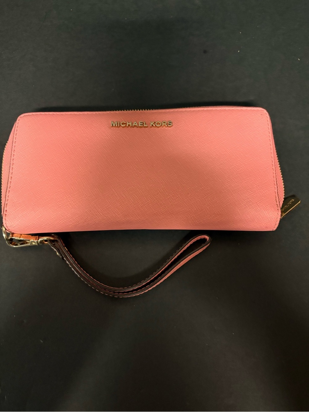 Michael Kors Coral Pink Saffiano Zip Wristlet